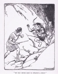 Non aveva mai visto una bestia così strana, da Gli Eroi pubblicato da George Allen e Unwin 1929