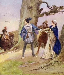 Valentino, avendo sentito che i suoi ladri avevano preso una signora prigioniera, venne a consolarla e a soccorrerla