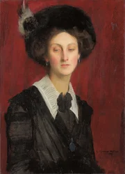 Hilda con un cappello nero