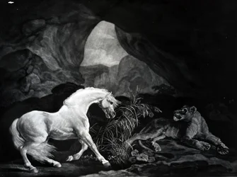 Un cavallo spaventato da una leonessa, inciso da Benjamin Green, 1774