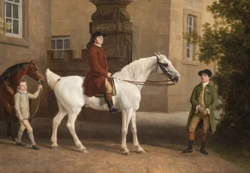 William Henry Cavendish Bentinck, 3° duca di Portland davanti alle scuderie di Welbeck Abbey