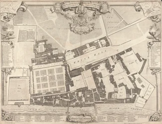 Rilievo e pianta del Palazzo Reale di Whitehall