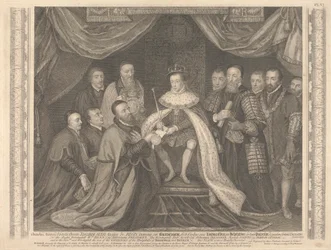 Re Edoardo VI presenta la Carta per Bridewell a Sir George Barnes