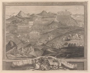 La schiera di battaglia di Carberry-hill vicino a Edimburgo con la resa di Maria Regina di Scozia ai Lord Confederati di Scozia e la fuga del Conte Bothwell, 1567