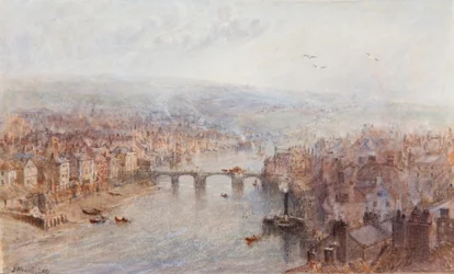 Whitby e il fiume Esk, in un giorno grigio