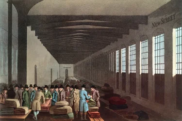Cloth Hall, New Street, Londra, inciso da Robert Havell, pub. da Robinson & Son, Leeds, 1814