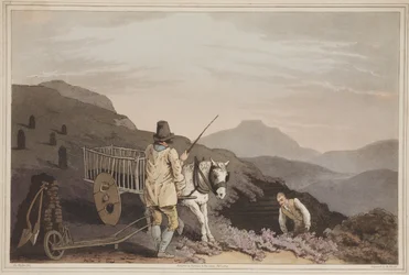 Il carro della torba, da The Costume of Yorkshire, inciso da Robert Havell