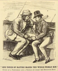 Passeggeri della barca che soffrono di mal di mare. Vignetta di George du Maurier da 