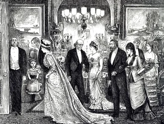 Fumetto che raffigura una serata elegante in una casa vittoriana