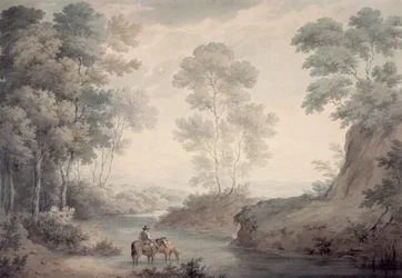 Paesaggio con Fiume e Cavalli che si Abbeverano