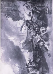 La battaglia di La Hogue, 23-24 maggio 1692: Distruzione della flotta francese, illustrazione da British Battles on Land and Sea, 1915