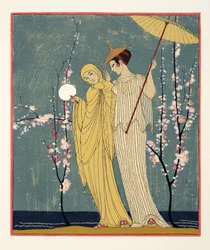 La Rencontre, illustrazione da Les Chansons de Bilitis, di Pierre Louys, pub. 1922