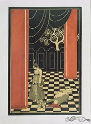 Tamara Karsavina (1885-1978) in "Thamar" di Fokine nel 1912, pub. 1914 (stampa pochoir)