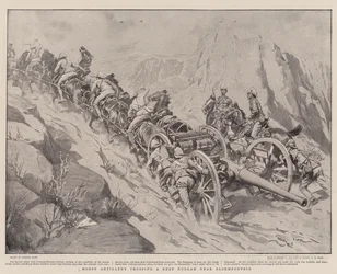 Artiglieria a cavallo che attraversa un profondo nullah vicino a Bloemfontein