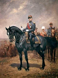 Ritratto del maresciallo Ferdinand Foch a cavallo