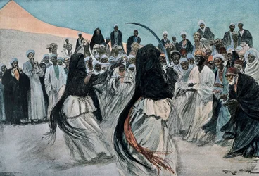 La danza delle sciabole beduine nel deserto