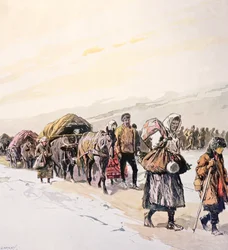 Folle affamate che lasciano la loro patria, c.1924