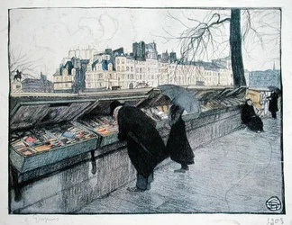 Bouquinistes lungo la riva sinistra della Senna vicino al Pont-Neuf, Parigi