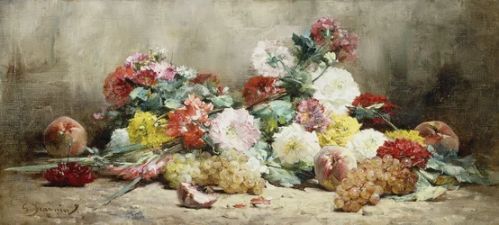 Garofani, rose, uva e pesche