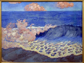 Marina blu, effetti delle onde. Dipinto di Georges Lacombe (1868-1916)