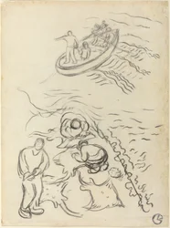 Studio per "I pescatori" con uomini che svuotano le reti (Etude pour "Les Pêcheurs" et hommes vidant des raies)