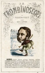 Eugene ROUHER (1814-1884) - illustrazione da "Le Trombinoscope", periodico politico satirico di Leon-Charles Bienvenu, noto come Touchatout (1835-1910) monografia N. 18, Imprimerie Vallee, Parigi