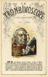 Papa PIe IX (nato Giovanni Maria Mastai Ferretti; 1792-1878) - illustrazione da "Le Trombinoscope", periodico politico satirico di Leon-Charles Bienvenu, noto come Touchatout (1835-1910) monografia N. 9, Imprimerie Vallee, Parigi