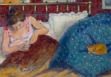 A letto o Donna con gatto, dipinto di Georges Lemmen (1865-1916), 1900, Parigi, Musée d
