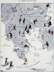 La guerra dei Balcani: mappa del teatro di guerra - in "La Vie Parisienne" del 26/10/1912 (stampa)