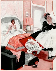 La cosiddetta maschera di bellezza e la nuova cameriera - Mio Dio! - illustrazione da La Vie Parisienne