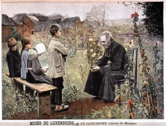 Il catechismo (prete e bambini nel giardino) di Georges Meunier, Museo del Lussemburgo - in “Le petit Journal” del 5 giugno
