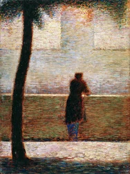 Un uomo appoggiato a un parapetto, ca. 1881.