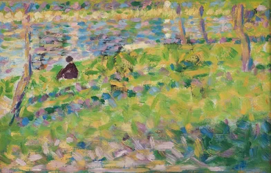 Paesaggio, uomo seduto
