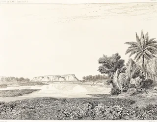 Iraq, vista di Babilonia, disegno di F. Thomas da un