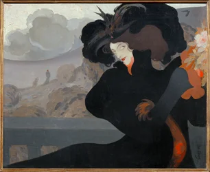 Donna con cappello nero (dipinto su tela)