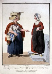 Venditori di pesce, inciso da L. Portman