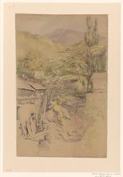 Paesaggio montano con mulino ad acqua