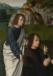 (dettaglio) del pannello sinistro del Battesimo di Cristo, c.1502-08