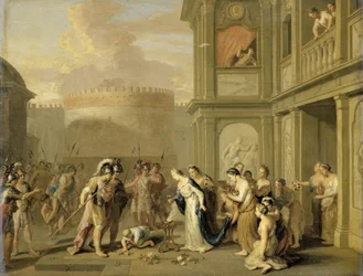 La regina Cleofide offre vino ad Alessandro Magno dopo la conquista di Mazaka