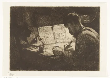 Autoritratto al tavolo da disegno