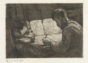 Autoritratto al tavolo da disegno
