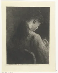 Ragazza seduta vista di schiena