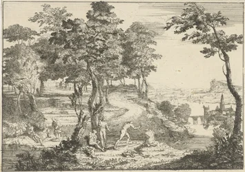 Paesaggio con bagnanti e pescatori