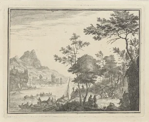 Paesaggio fluviale con attracco