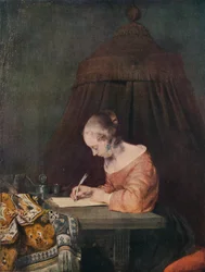 Donna che scrive una lettera