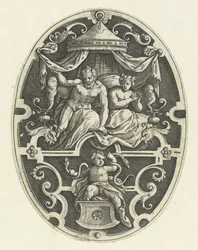 Decorazione piatta: Ercole strangola i due serpenti nella culla