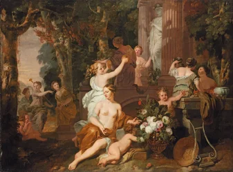 Ninfe e baccanti che rendono omaggio al tempio di Flora