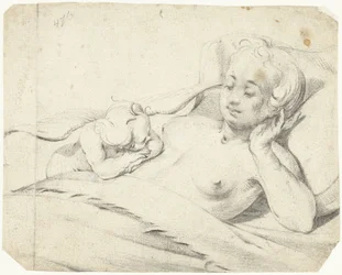 Venere a letto con Cupido che osserva