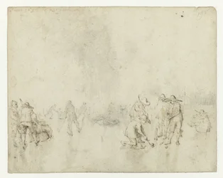 Paesaggio invernale con giocatori di golf