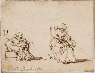 Due studi di una donna che lava un bambino